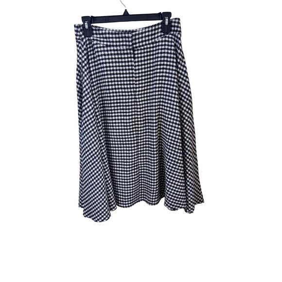 Unique Vintage Houndstooth A-Line Skirt With Side Pockets - Picture 3 of 9